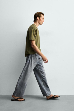 ZARA ДЖИНСЫ BARREL FIT, ЛИНЯЛЫЙ СИНИЙ