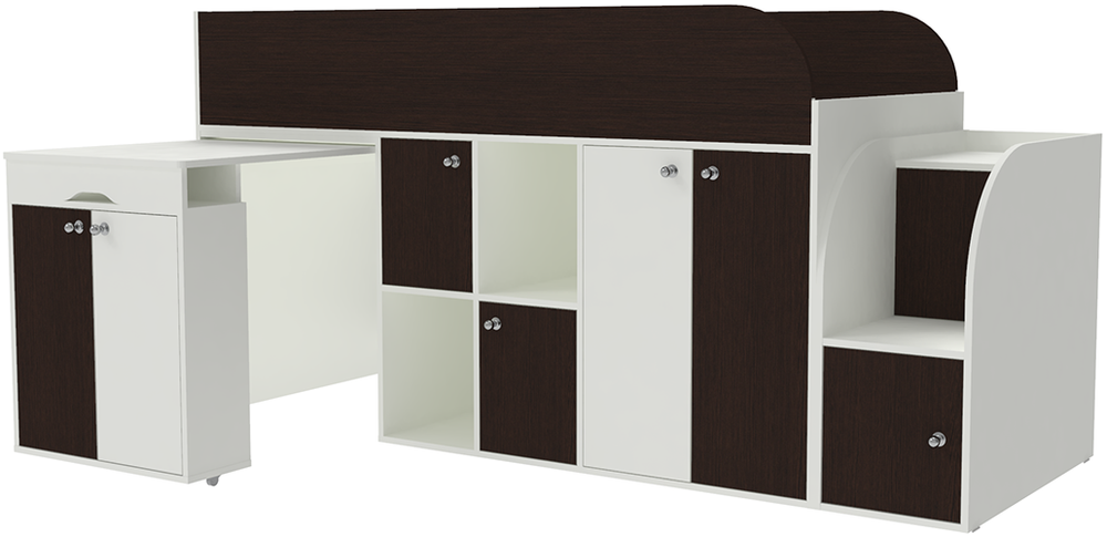 Кровать-чердак КарИВи Малыш 3 Белый  Венге