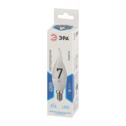 Лампочка светодиодная ЭРА STD LED BXS-7W-840-E14 E14 / Е14 7Вт свеча на ветру нейтральный белый свет
