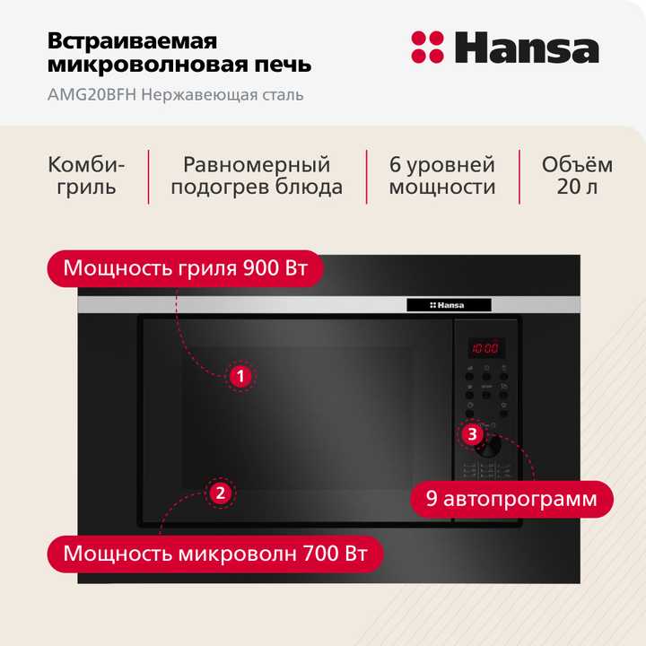 Встраиваемая микроволновая печь Hansa AMG20BFH