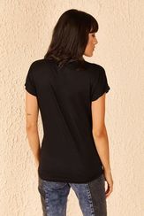 Qadın üçün qara, yazılı t-shirt 10701052