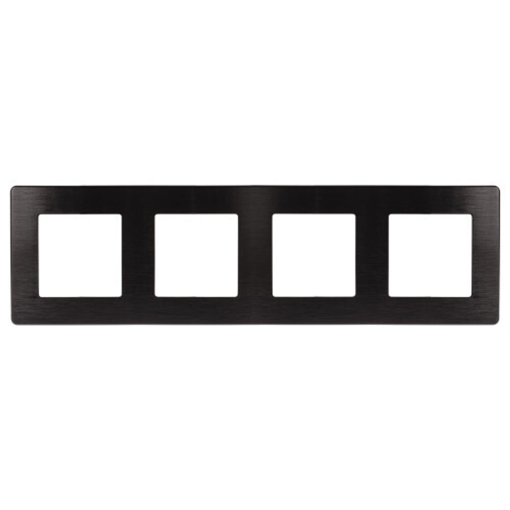 Рамка для розеток и выключателей ЭРА Серия 12 12-5104-06 на 4 поста, Сатин, чёрный