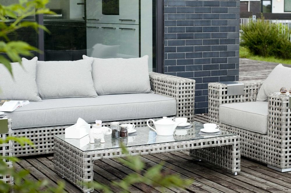 "Тито" лаунж-зона из искусственного ротанга, цвет серый