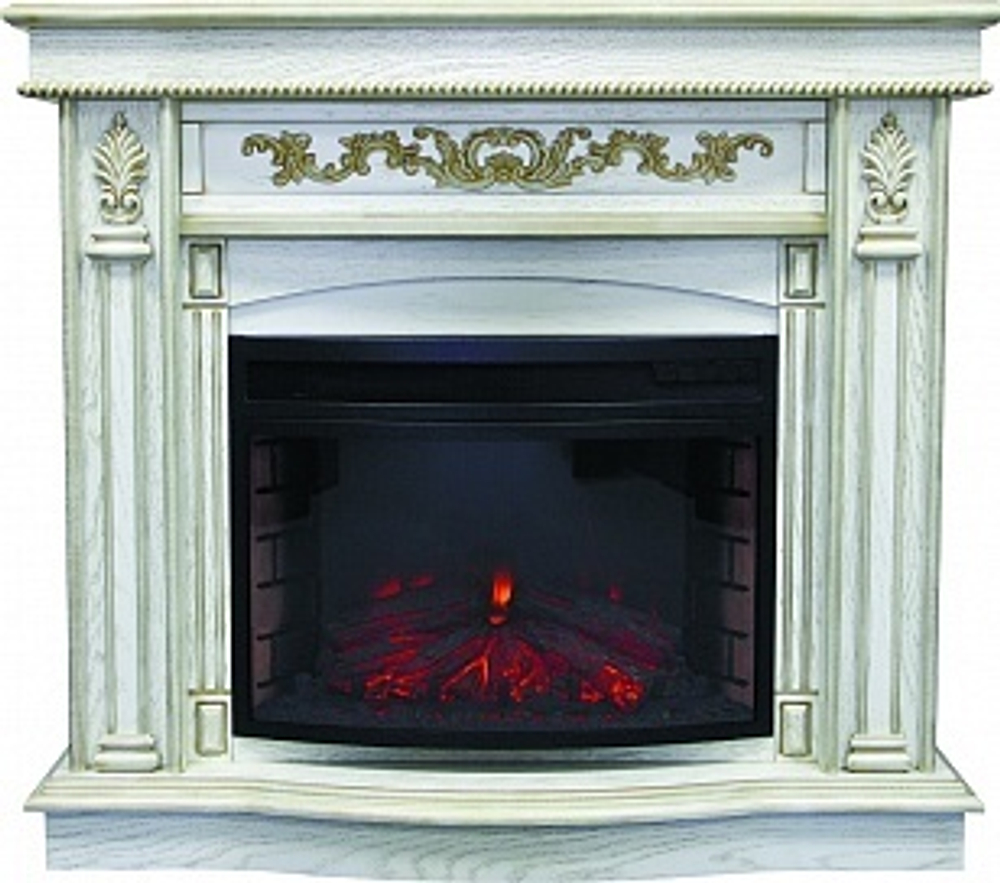 Каминокомплект Cardinal с очагом Dioramic 25 LED FX дуб белый с патиной с золотом