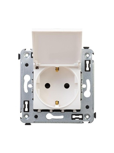 Розетка 1-м СП 2мод. Avanti "Белое облако" 16А IP41 2P+E защ. шторки с крышкой бел. DKC 4400013