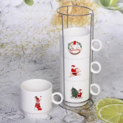 Набор кружек на стойке 280мл «Новогодний микс»