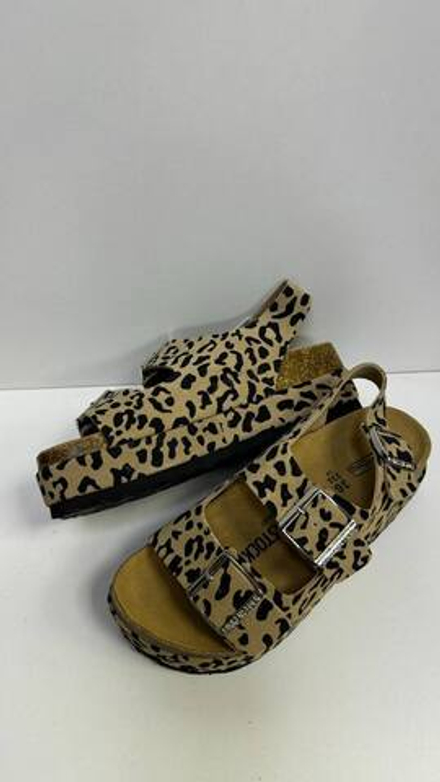 Сандалии Birkenstock на утолщенной подошве леопардовые