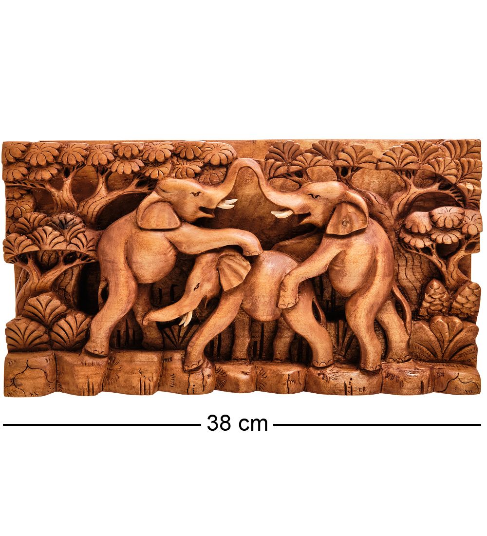 Decor and Gift 17-014_C Панно резное «Слоны» (суар, о.Бали)