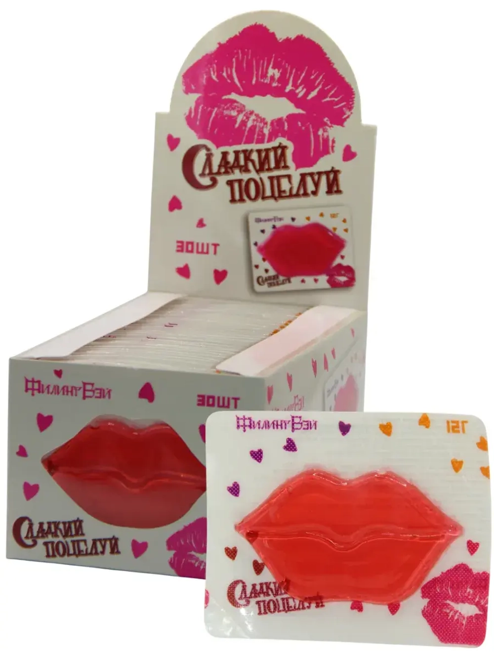 Мармелад "Сладкий поцелуй" со вкусом Клубники 12 г * 30 шт