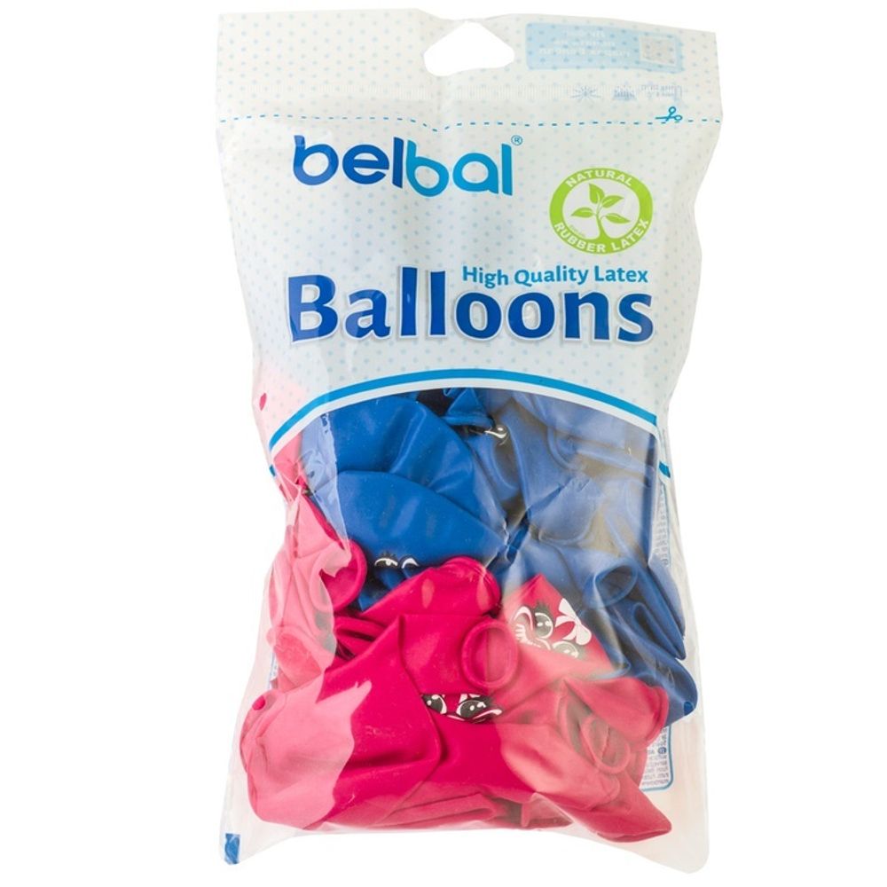 Шар (14"/36 см) Зубастики милые 2цв, 50 шт.