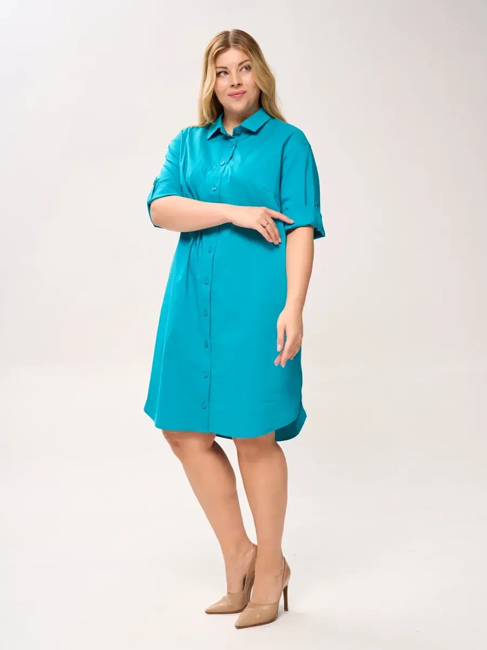 Платье-рубашка с карманами