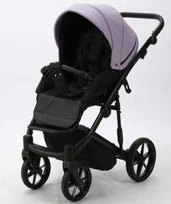Детская коляска Adamex Mobi Deluxe 2 в 1 M-SD20 (СИРЕНЬ+ЧЕРНАЯ КОЖА)