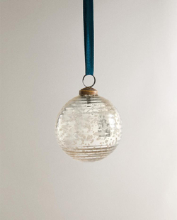 ZARA HOME СТЕКЛЯННОЕ УКРАШЕНИЕ ДЛЯ РОЖДЕСТВЕНСКОЙ ЕЛКИ В ФОРМЕ ШАРА, СЕРЕБРЯНЫЙ