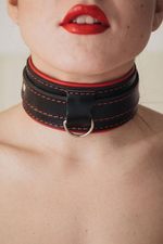 Черный ошейник с красным подкладом (Цвет: черный с красным)