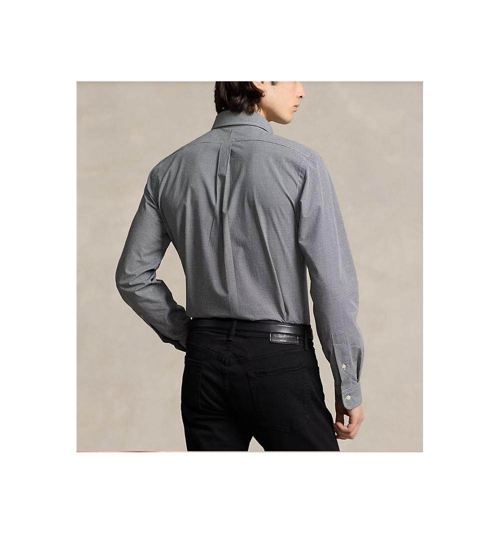 Рубашка из поплина стретч в клетку классического кроя Polo Ralph Lauren