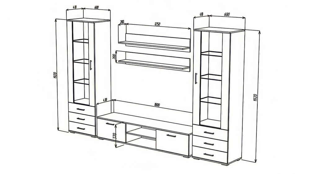 Гостиная Сохо 7 Белый Фасадный 0101 300*41*192 см, Белый Фасадный   Фиеста