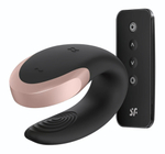 Черный вибратор для пар Double Love с возможностью управления через пульт и приложение (Цвет: черный)