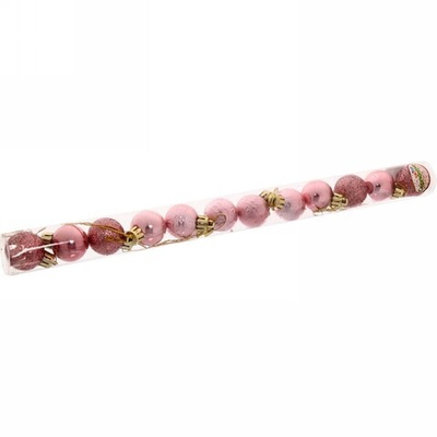 Новогодние шары 3 см (набор 12 шт) «Микс фактур», розовое золото