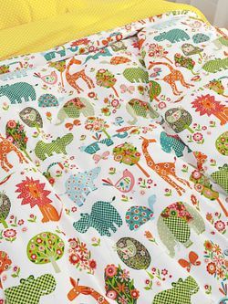 Постельное белье Сказка "Зоосад/Солнышко" 2-спальный Наволочка 50х70 см 2 шт Простынь на резинке 160х200 см Пододеяльник 175х215 см, перкаль