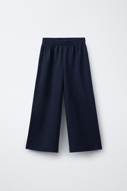 ZARA БРЮКИ WIDE LEG ИЗ ТКАНИ ИНТЕРЛОК, МОРСКОЙ СИНИЙ