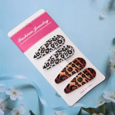 Зажимы для волос 4шт «Collection School», леопардоввый прит, 5,2*1,7см