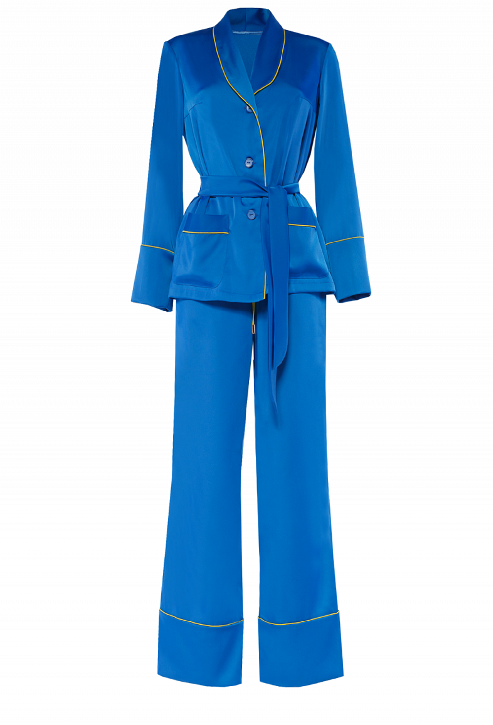 Брючный костюм из шелка электрик 02-19 SS