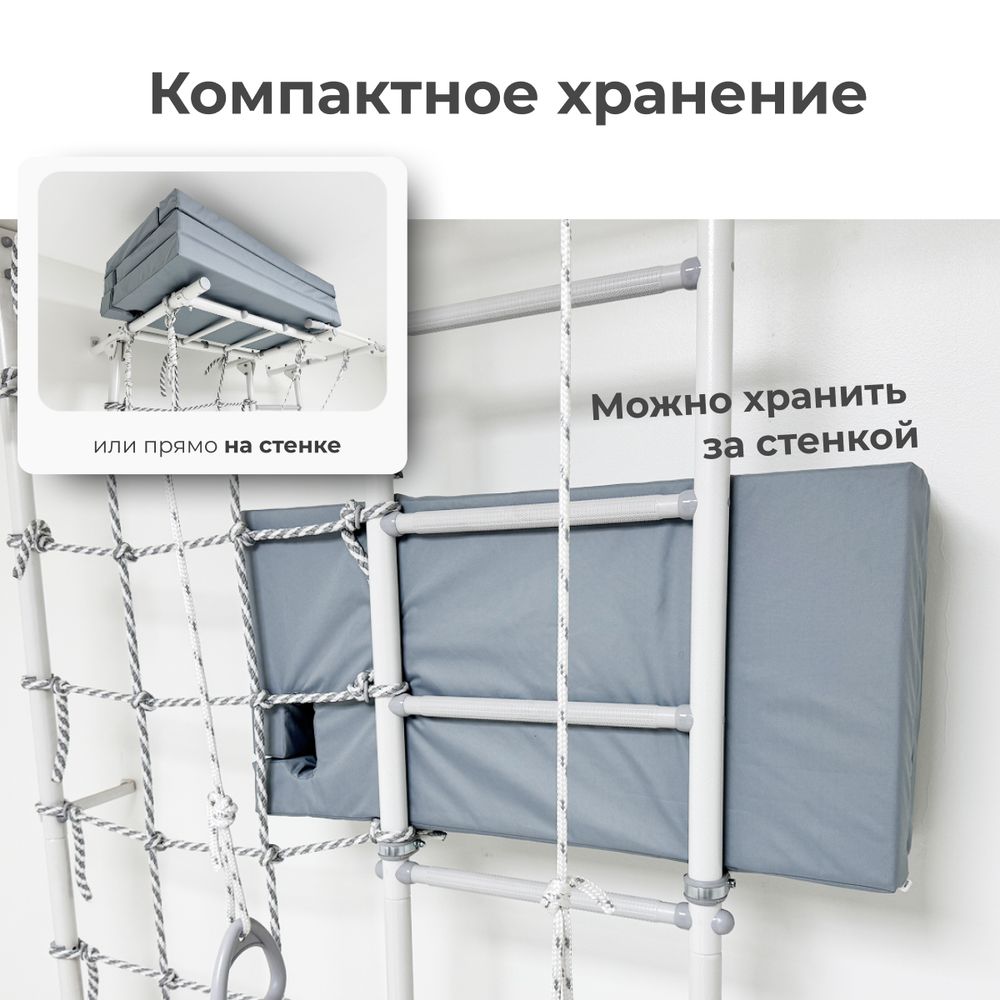 Мат с прорезями для шведской стенки (мягкий щит) Romana 1500*1000*80, в 3 сложения (серый)