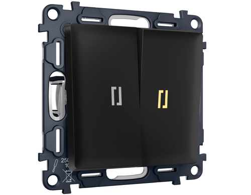 MA804010 Комплект механизма 2-кл выключателя с подсветкой 3200K ALFA Черный матовый QUANT (AP8040, VM115, G11Y)