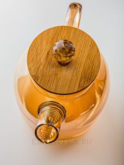 чайник с бамбуковой крышкой матовое стекло