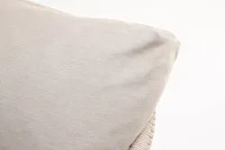 "Верона" диван 3-местный плетеный из роупа, каркас алюминий белый муар, роуп бежевый круглый, ткань бежевая 052