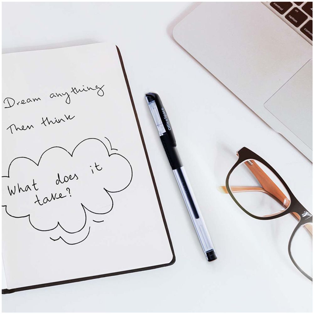 Ручка гелевая OfficeSpace черная, 0,5мм, 2шт., грип, пакет с европодвесом