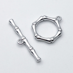 Замок-тоггл, цвет серебро (родий), размер 19*16 мм + 28*5,5 мм, цена за 1 шт