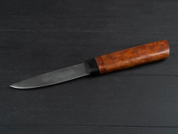 Якутский нож "Шейник", дамасская сталь, рукоять карельская берёза