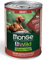 Влажный корм Monge Dog BWild GRAIN FREE для взрослых собак, беззерновой, из ягненка с тыквой и кабачками 400 г