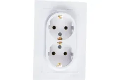 Розетка Systeme Electric ATLASDESIGN с заземлением двойная + рамка белая 35956