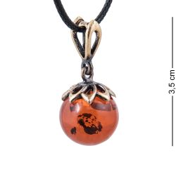 AM-3961 Подвеска «Шар Ромашка» (латунь, янтарь)