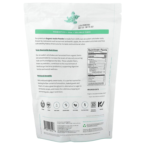 Sprout Living, органический пребиотик инулин, суперфуд в порошке, 454 г (1 фунт)