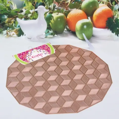 Салфетка плетеная 38см «Кубики» розовое золото