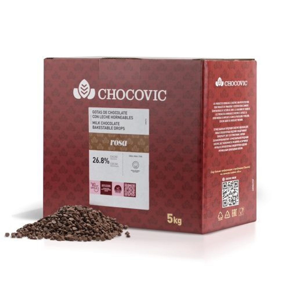 Термостабильные капли из молочного шоколада Chocovic Rosa, 100 гр