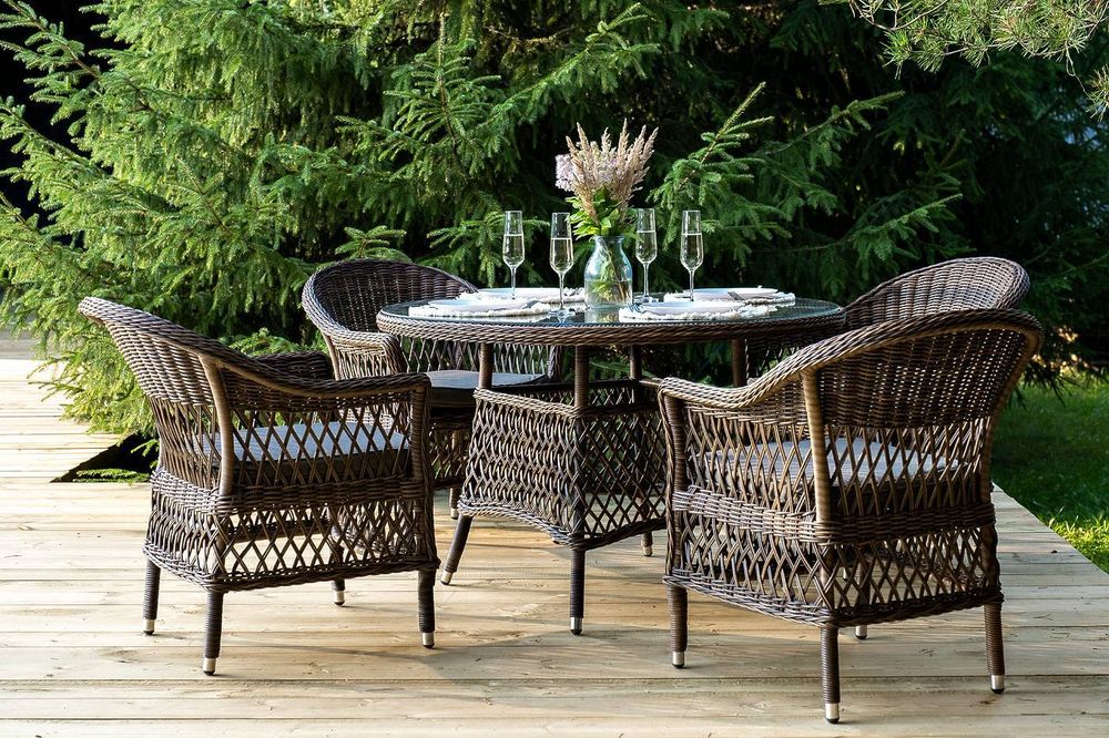 "Дольче" обеденная группа из искусственного ротанга, цвет коричневый