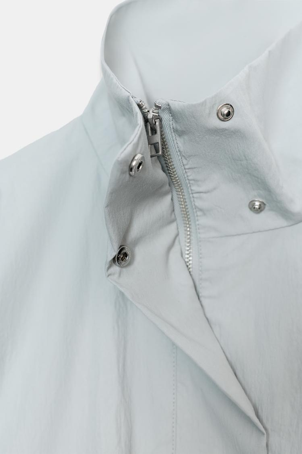 ZARA КУРТКА С ВЫСОКИМ ВОРОТНИКОМ, СЕРО-СИНИЙ