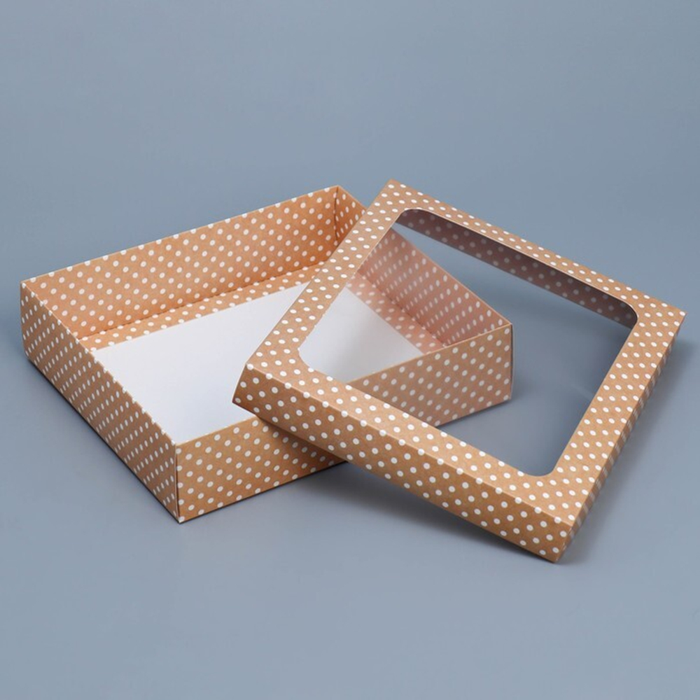 Коробка подарочная «Горошек» , 23.5 × 20.5 × 5.5 см