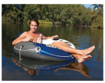 Матрас-круг для плавания Intex 58825 River Run 135 см / Надувное кресло Интекс с сетчатым дном и спинкой сине-белое для бассейна и моря