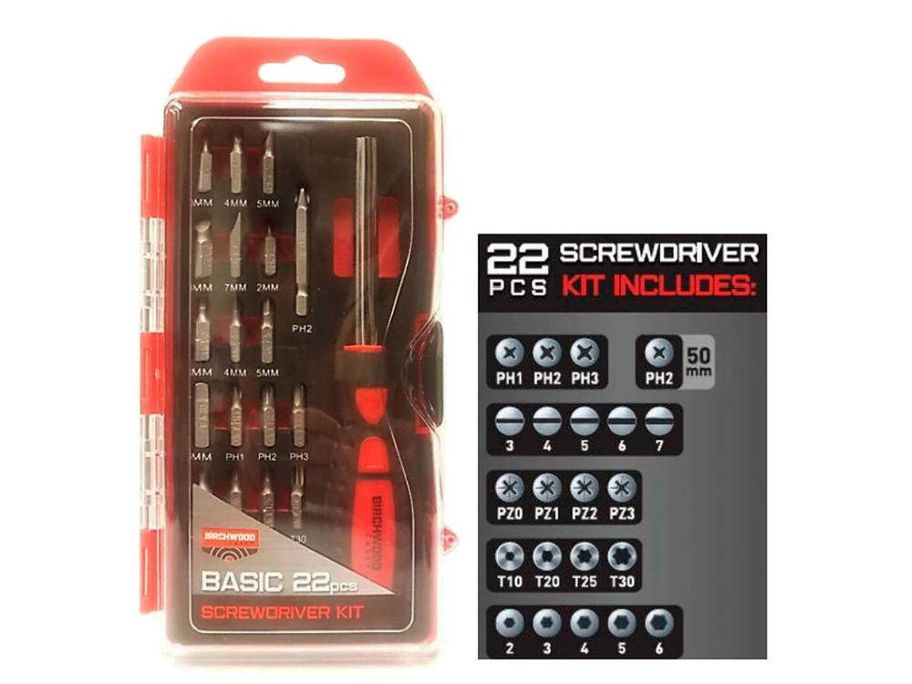 Набор бит с отвёрткой Birchwood Casey Basic Screwdriver Kit , 22 предмета