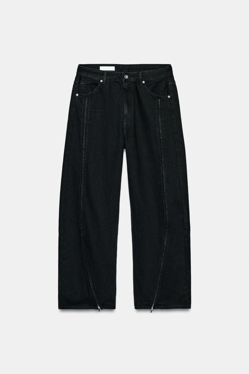 ZARA ДЖИНСЫ TRF BAGGY НА МОЛНИЯХ, ЧЕРНЫЙ