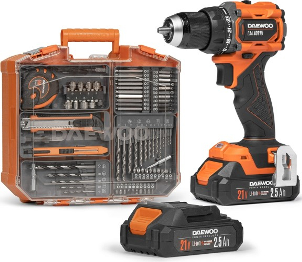 Дрель-шуруповерт аккумуляторная DAEWOO DAA 4021Li SET BOX с набором