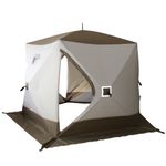 Палатка зимняя СЛЕДОПЫТ Premium 5 стен, 2,8х2,9м, h-2,05м, S по полу 5,6 кв.м, 3 слоя, цв. бел/олива