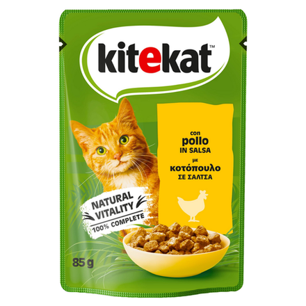 Влажный корм Kitekat Pou для кошек курица в соусе 85 гр