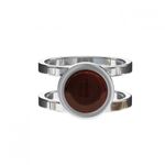 Кольцо двойное с круглым вишневым янтарем