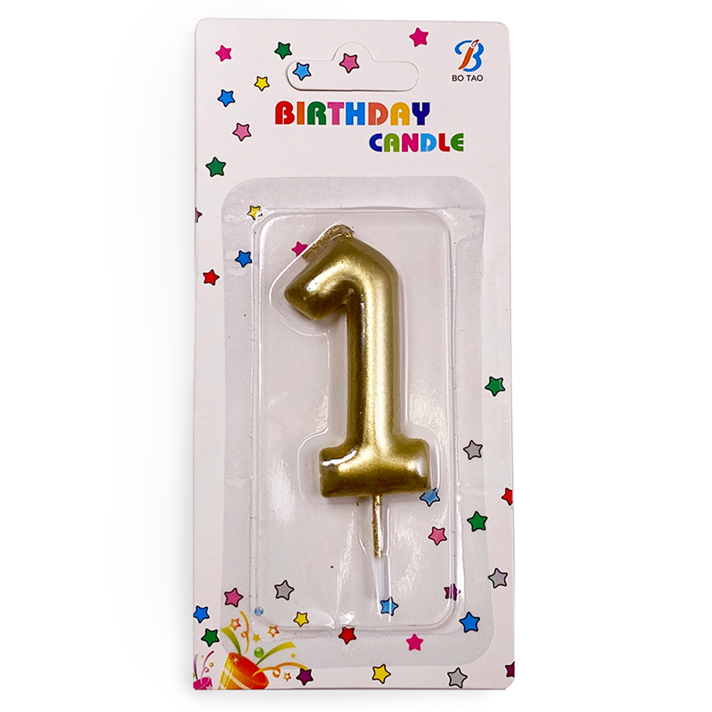 Свеча-цифра "1 - Золотая" 6 см